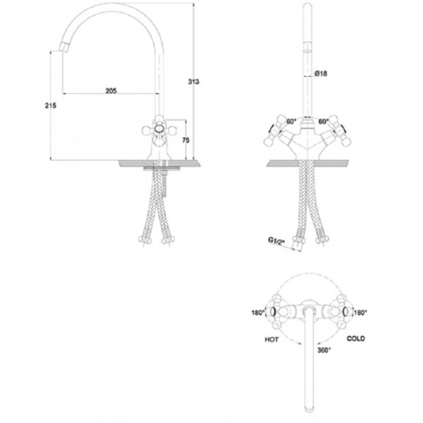 Смеситель для кухонной мойки  KAISER Carlson (11153/11053)